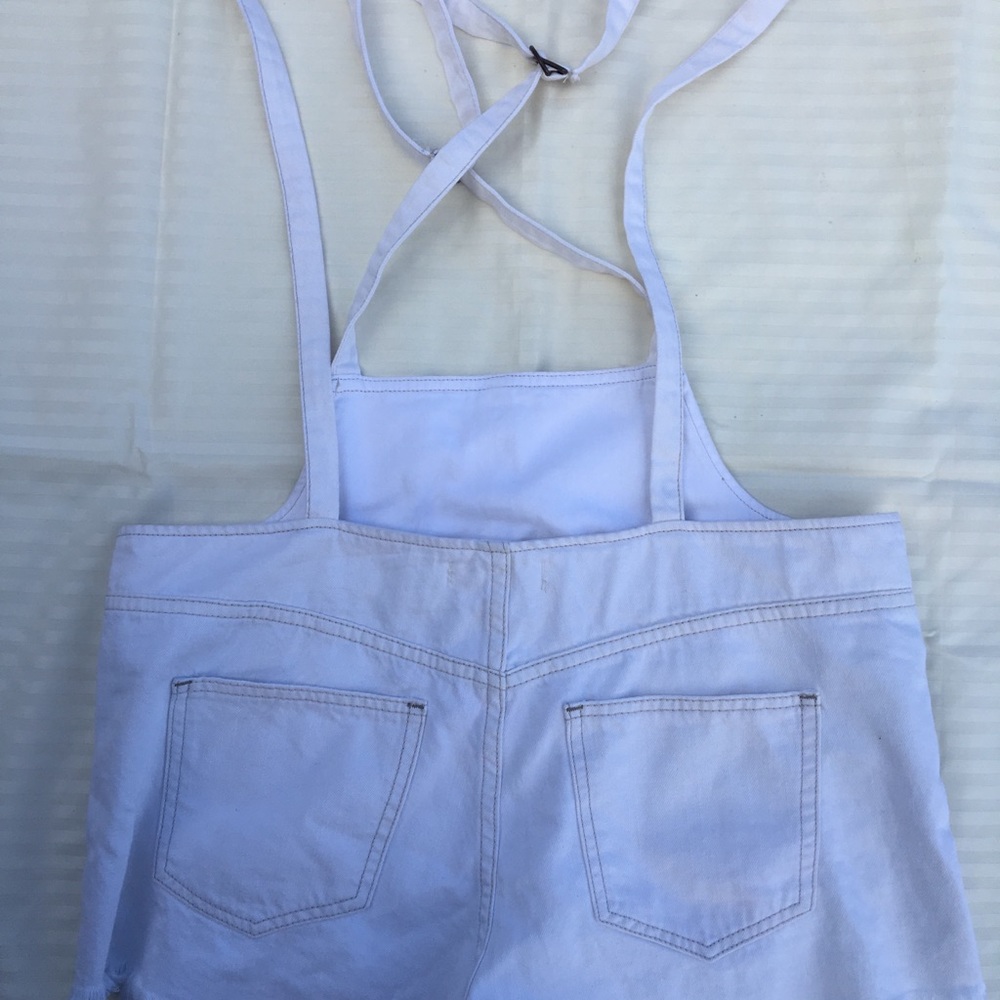 Free People Strappy Denim Shorts Overall White 31 - Picture 4 of 4